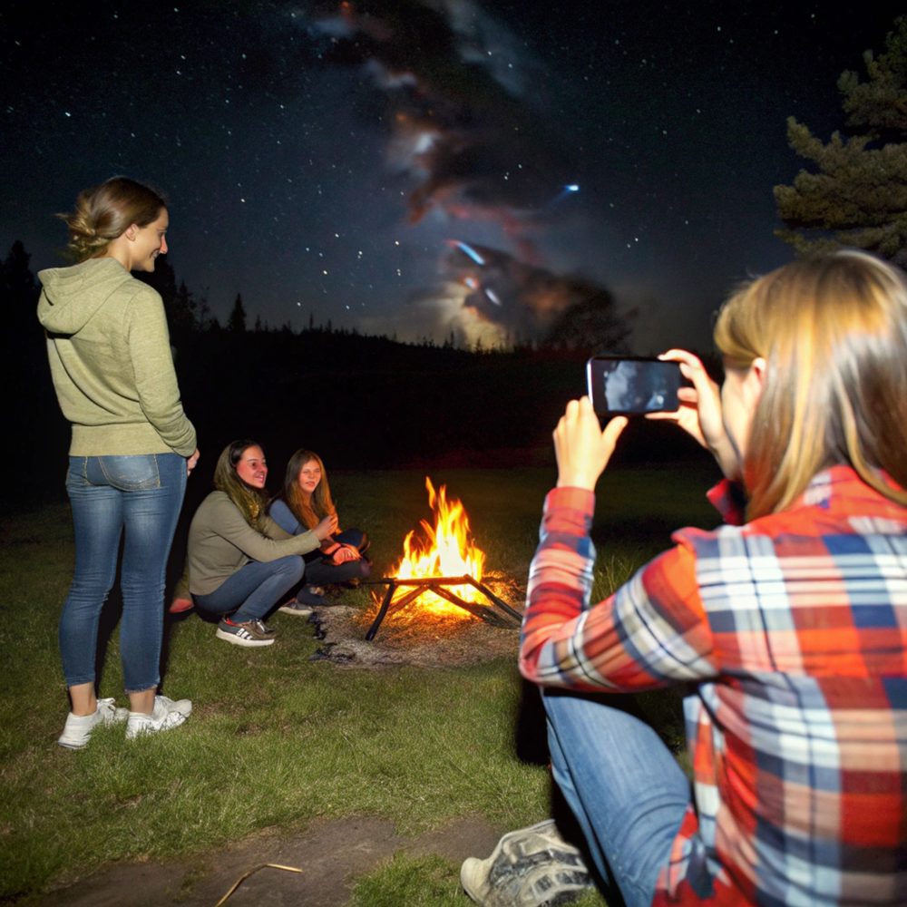 Personne faisant ses premières observations astronomiques sous un ciel nocturne dégagé.