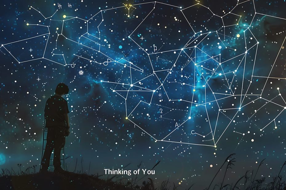 Une personne observe le ciel étoilé pour reconnaître les constellations.
