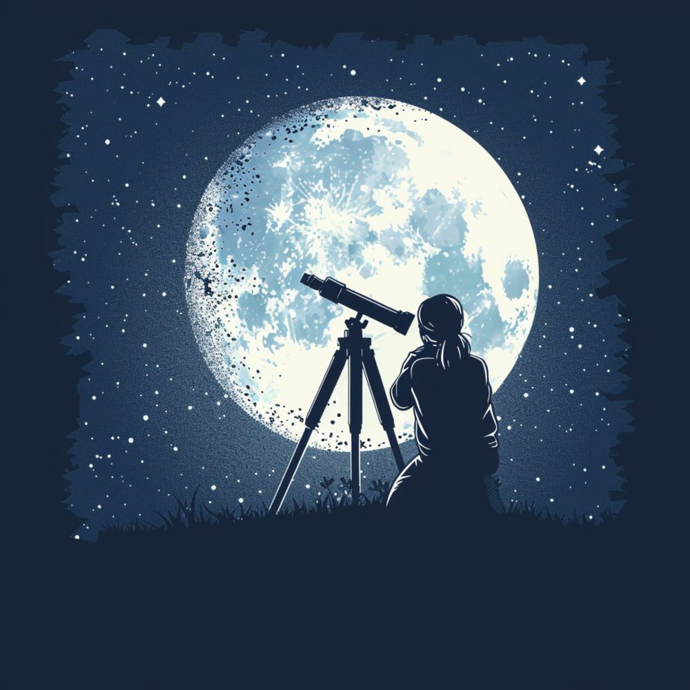 Télescope amateur pointé vers le ciel étoilé pour admirer la Lune et les planètes.